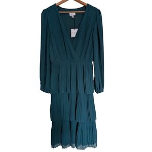 Tiered Chiffon Midi Dress 12 Long Puff Sleeve Forest Fairy Boho Romantic Witchy